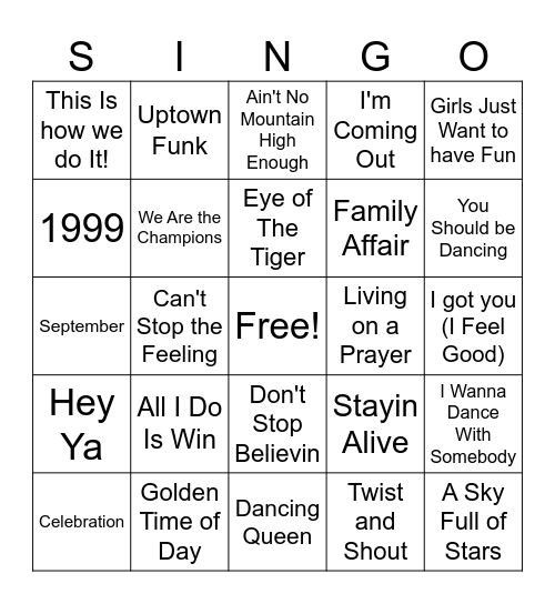 Celebration Bingo Card