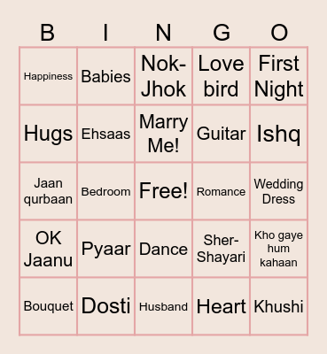 Vidisha's Bingo! Bingo Card