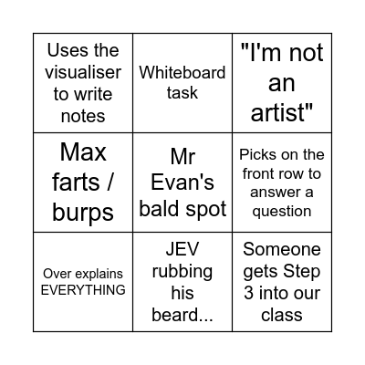 JEV BINGO Card