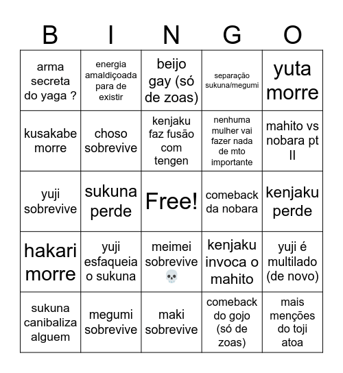 previsões jjk Bingo Card