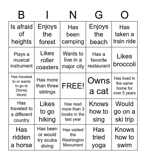 Welcome to Summer ESL!  Find someone who... Bingo Card