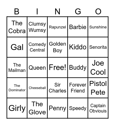 65 - SPORTS NICKNAMES Bingo Card