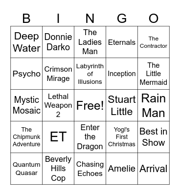 65 - Movies Bingo Card