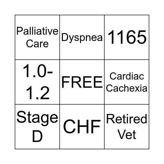 CHF Bingo Card