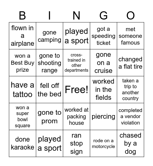 Inbound Bingo Card