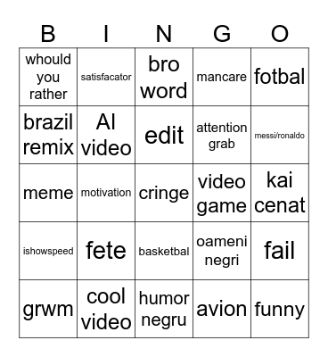 tik tok bingo Card