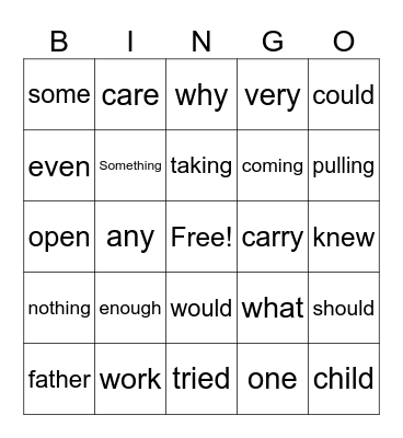 Sight Words Lessons 38-43 Bingo Card