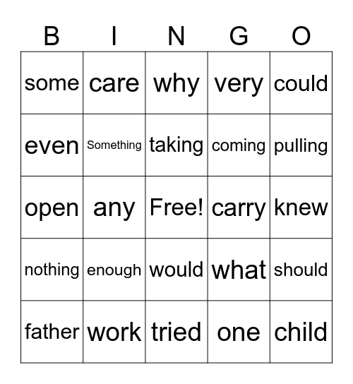 Sight Words Lessons 38-43 Bingo Card
