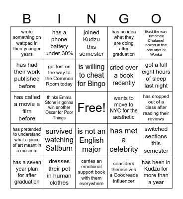Find someone who... Bingo Card