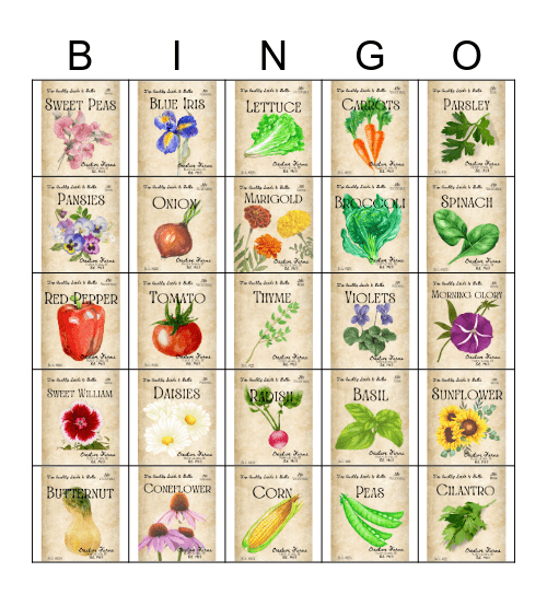 Farmer's Market Bingo Card