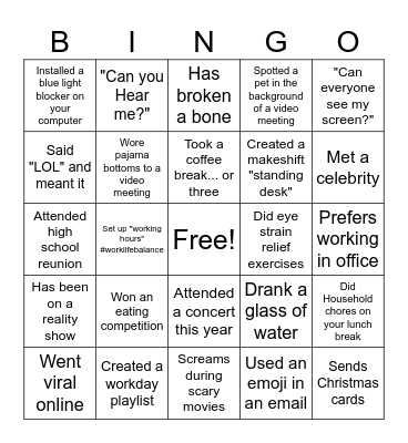 WFH Bingo Card