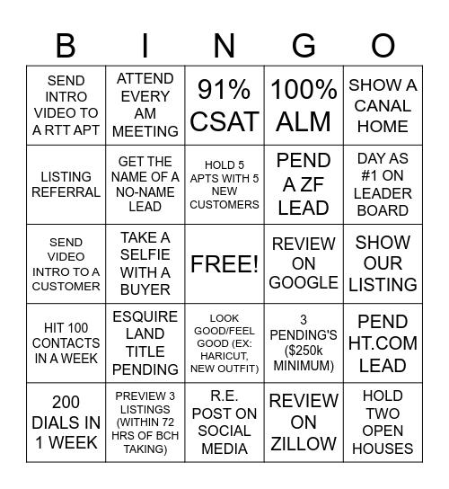 THE HELGEMO TEAM Bingo Card
