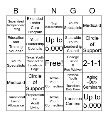 PAL Bingo Card