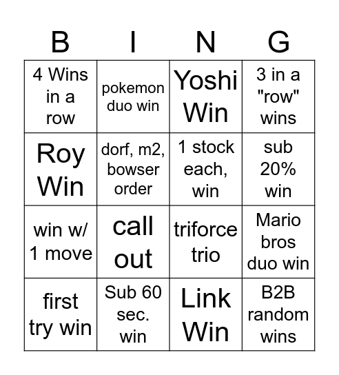 Event 51 Bingo Card