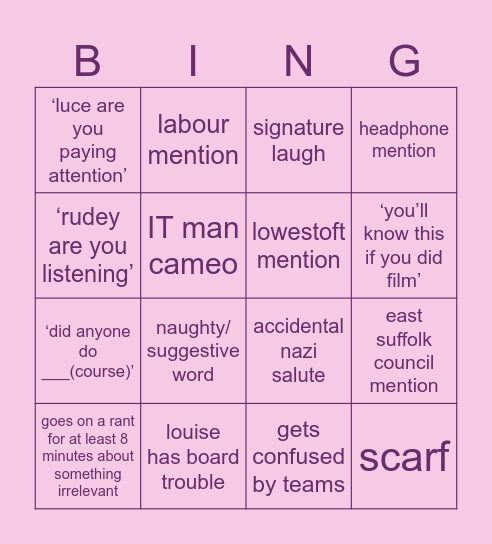 louise bingo Card