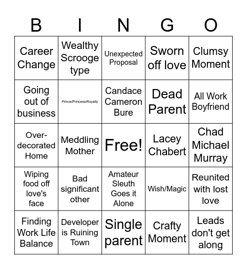 Hallmark Bingo Card