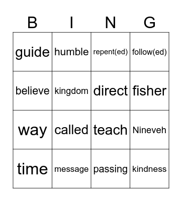 3rd Sunday in Ordinary Time Year B Bingo Card