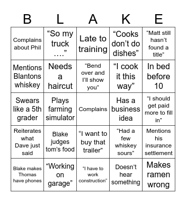 Blake’s FD Bingo Card