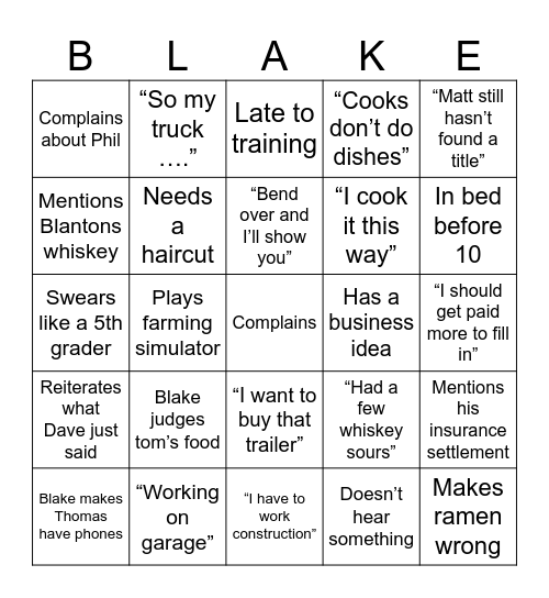 Blake’s FD Bingo Card