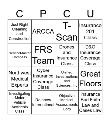 CPCU Society Bingo Card