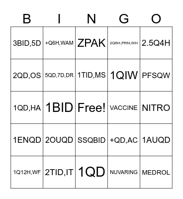 RXSC Bingo Card