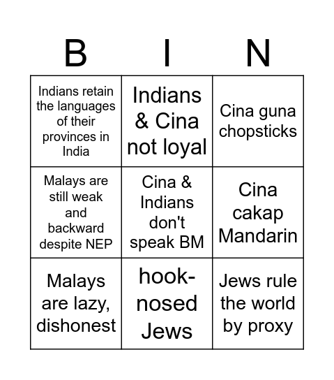Mahathir Bingo Card Bingo Card