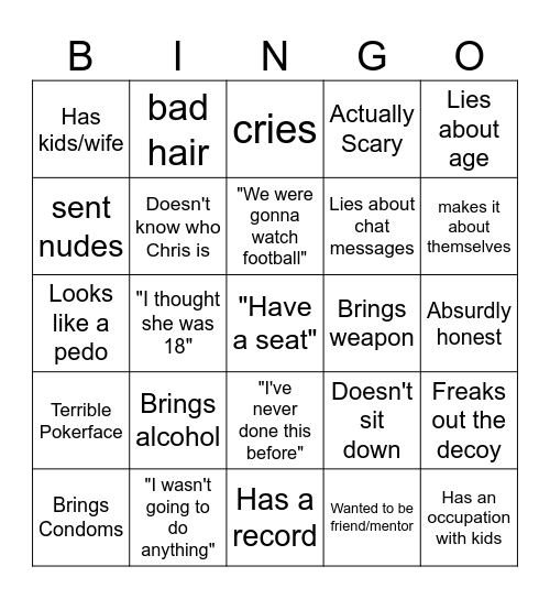 TCAP Bingo Card