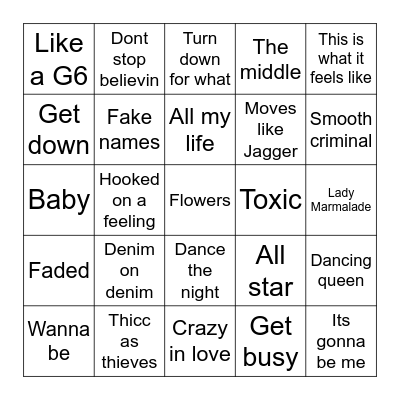 Dance music 2024 Bingo Card