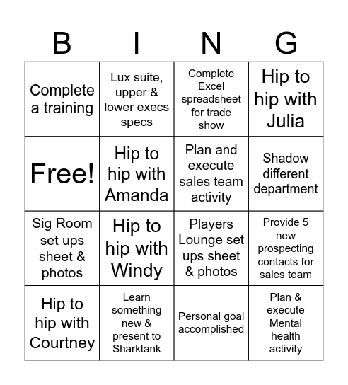 Jake's BINGO Card