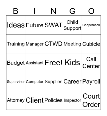 Children To Work Day, ACDCSS 2016 Bingo Card