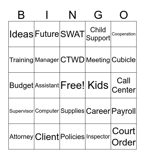 Children To Work Day, ACDCSS 2016 Bingo Card