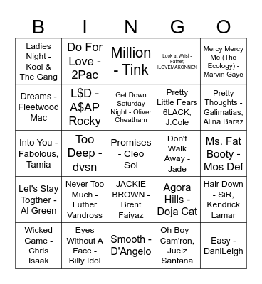 Smooth Jams Part 2 Bingo Card