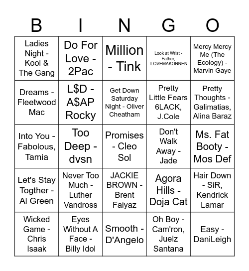 Smooth Jams Part 2 Bingo Card