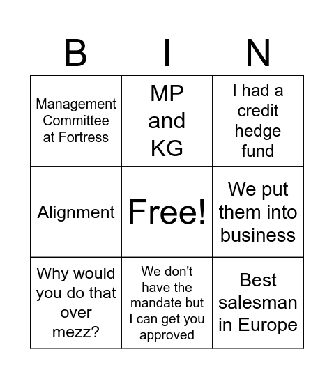 KH Bingo Card