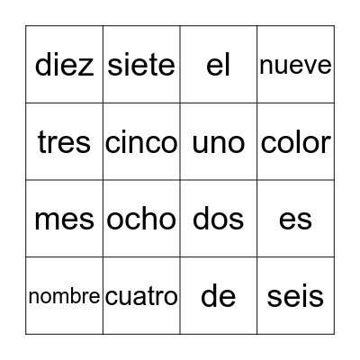 Números Bingo Card