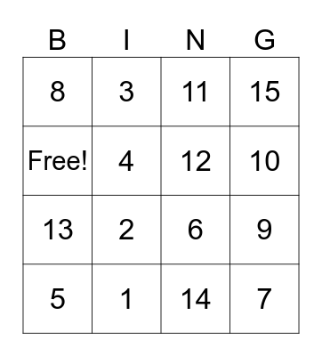 Birthday Party Bingo Card