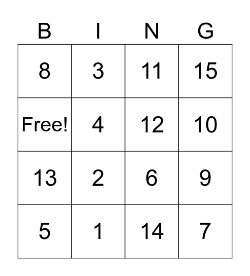 Birthday Party Bingo Card