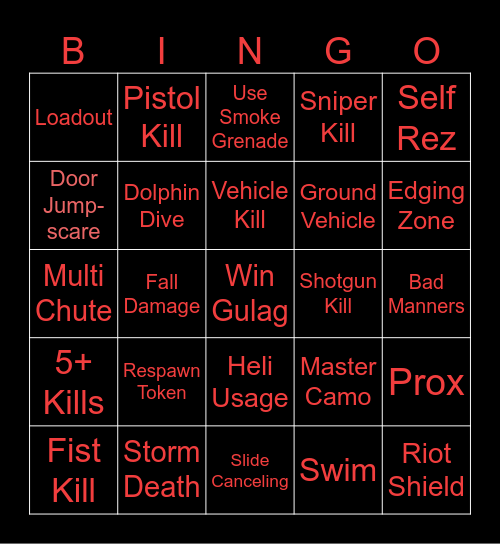 TA bingo Card