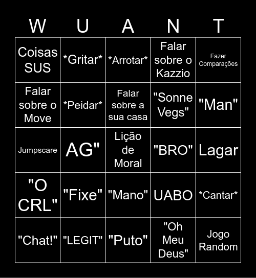 WUANT Bingo Card