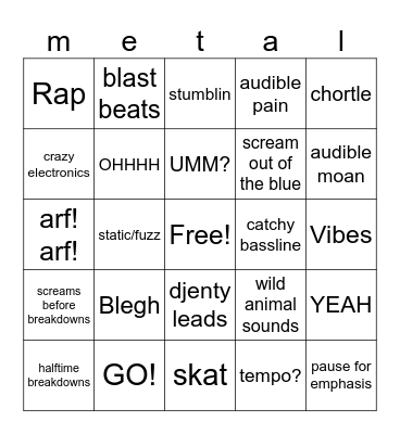 metal tropes Bingo Card