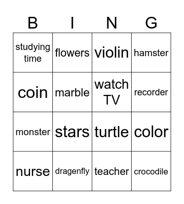 Max & Mousy Bingo Card