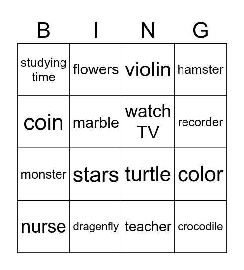 Max & Mousy Bingo Card