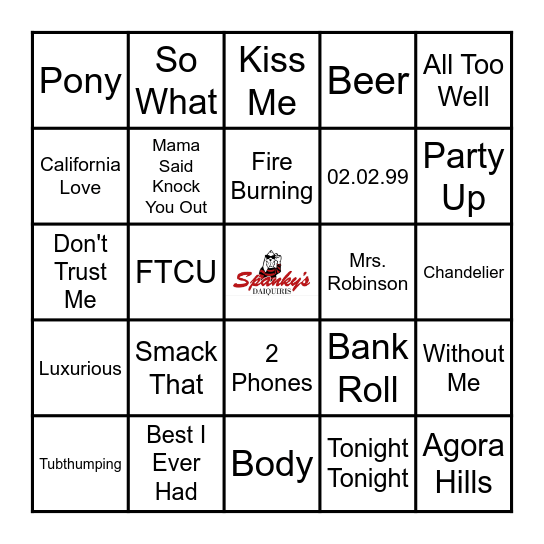 Spanky's Music Bingo 1/16/24 Bingo Card