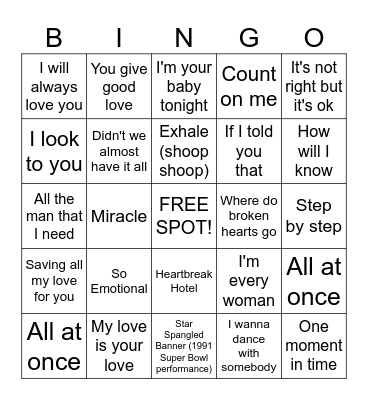 Whitney Houston hits Bingo Card