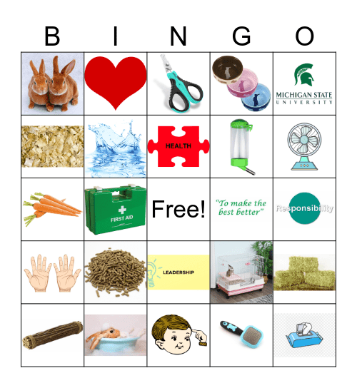 Hunny Bunny Bingo Card