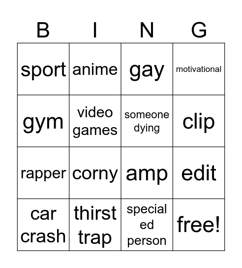 instagram reels Bingo Card