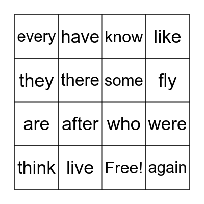 Sight Words 5.1: These are words that show up a lot in reading and need to be known by sight so you can read quicker. Bingo Card
