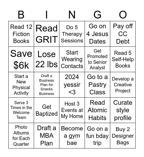 2024 Bingo Card