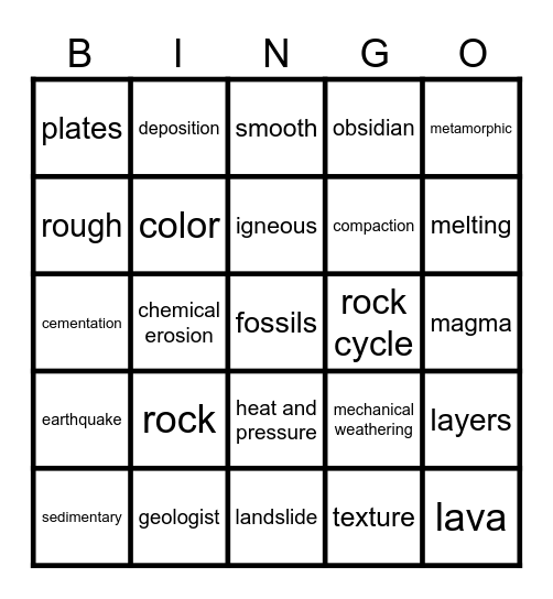 Rocks And More! Bingo Card