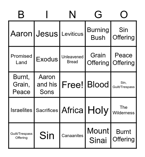 Take Time to be Holy: Lesson 2 Bingo Card